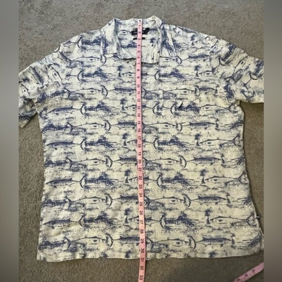 Nautica Classic Fit Blue Ocean Fish Short Sleeve Button Down Shirt- Size XL - Picture 10 of 10